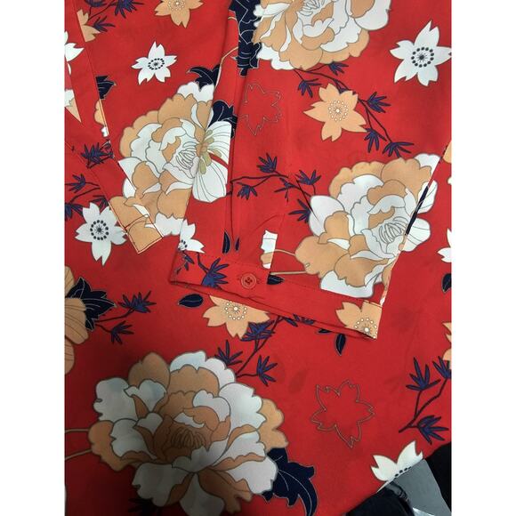 Katherine Barclay Floral Popover Blouse Size XL 3/4 Balloon Sleeves Artsy - Picture 5 of 8